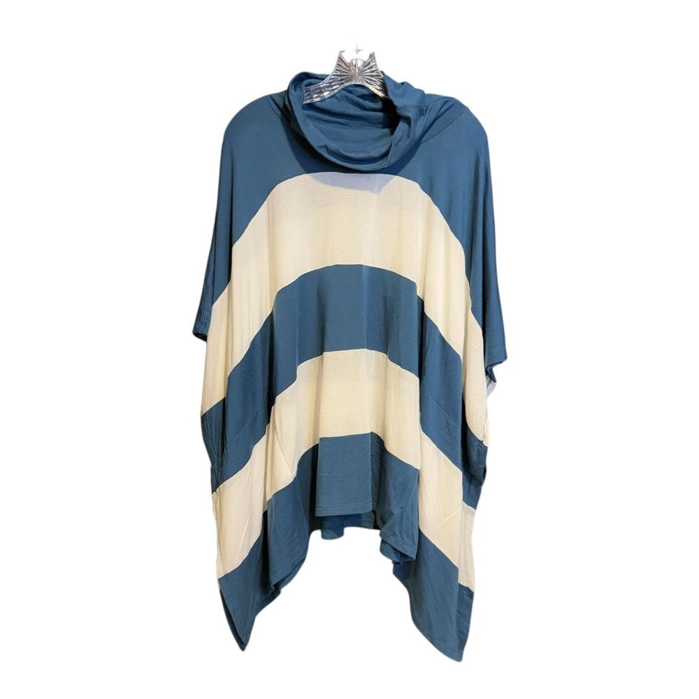 ECOSKIN Top Shirt Poncho Beach Coverup Navy White Stripe Super Soft Small